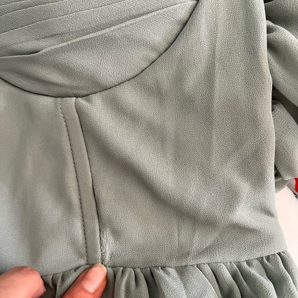 Sage Chiffon Bustier Off-the-Shoulder Ruffle Maxi Dress 🌿 - Picture 9 of 12